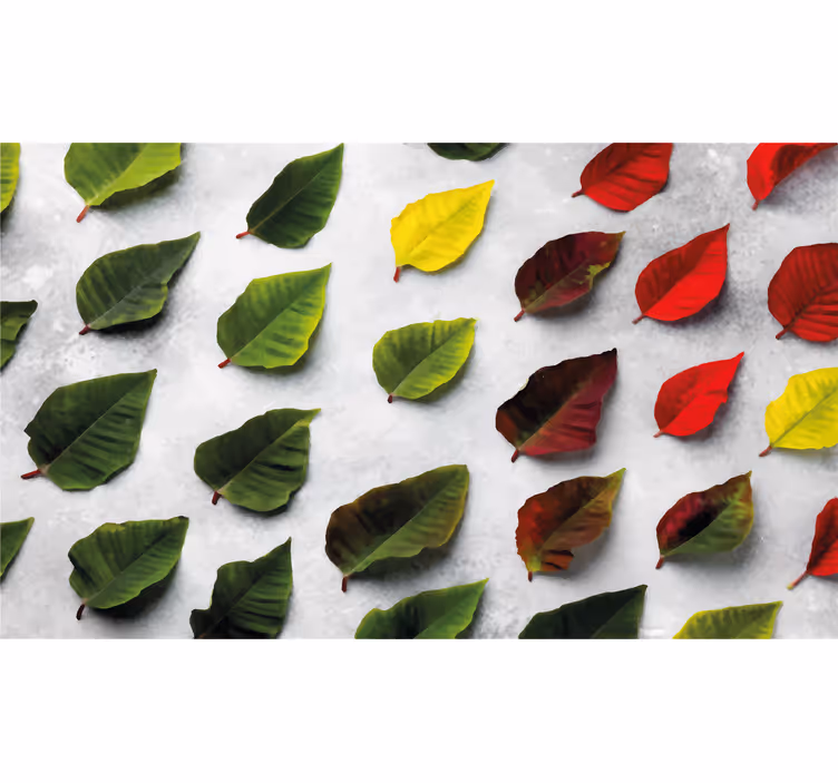 Living room roller blind with vibrant leaf design - TenStickers