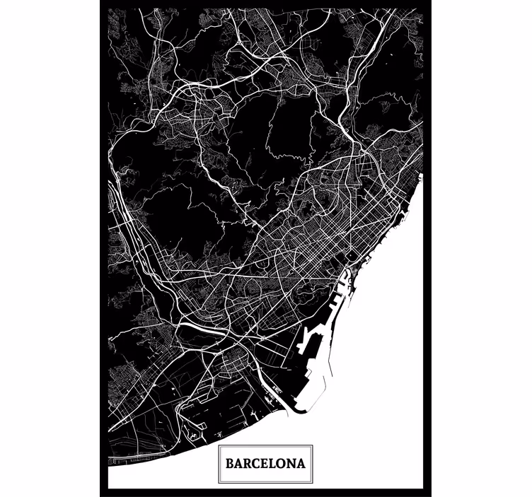 Living room roller blind barcelona topographic map - TenStickers