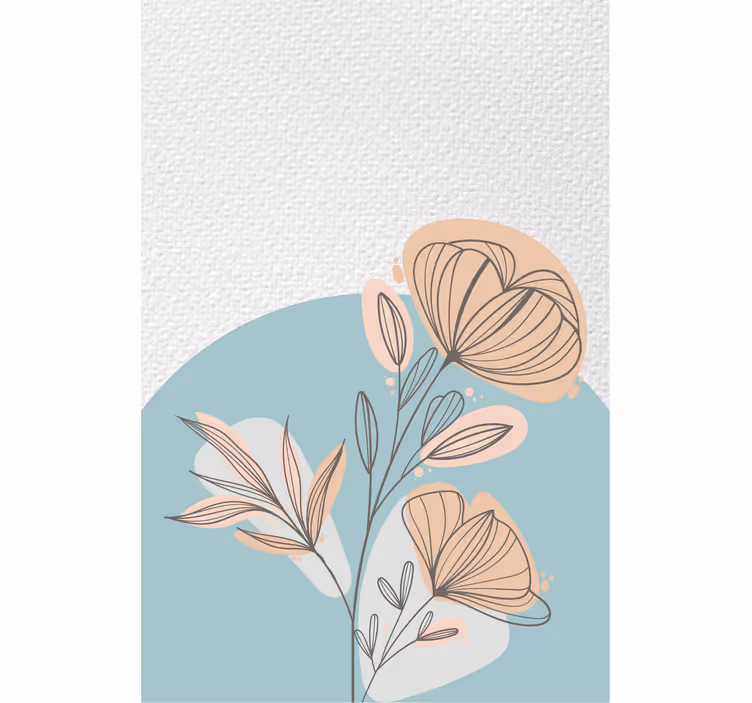 Living room roller blind floral painting - TenStickers