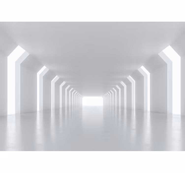 White roller blind futuristic corridor view - TenStickers