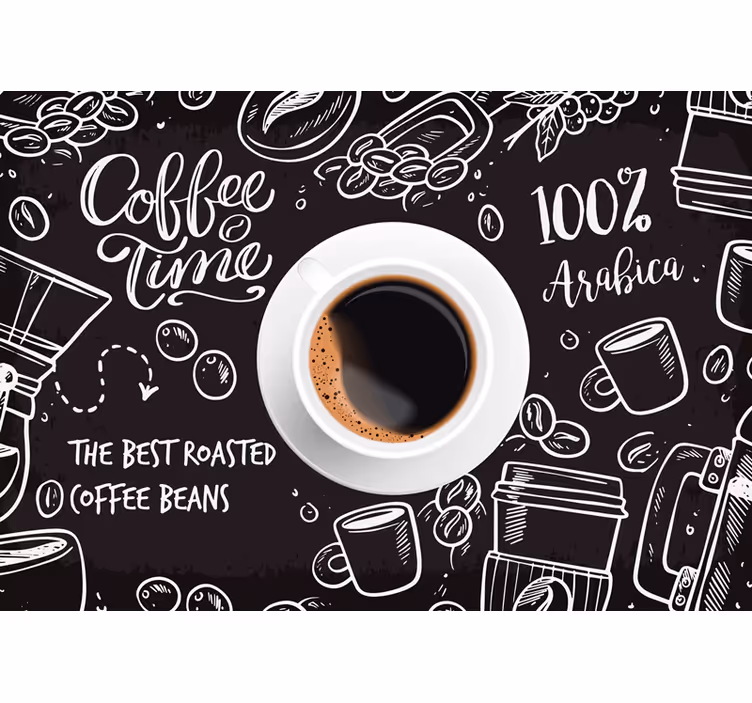 Black roller blind coffee time designs - TenStickers