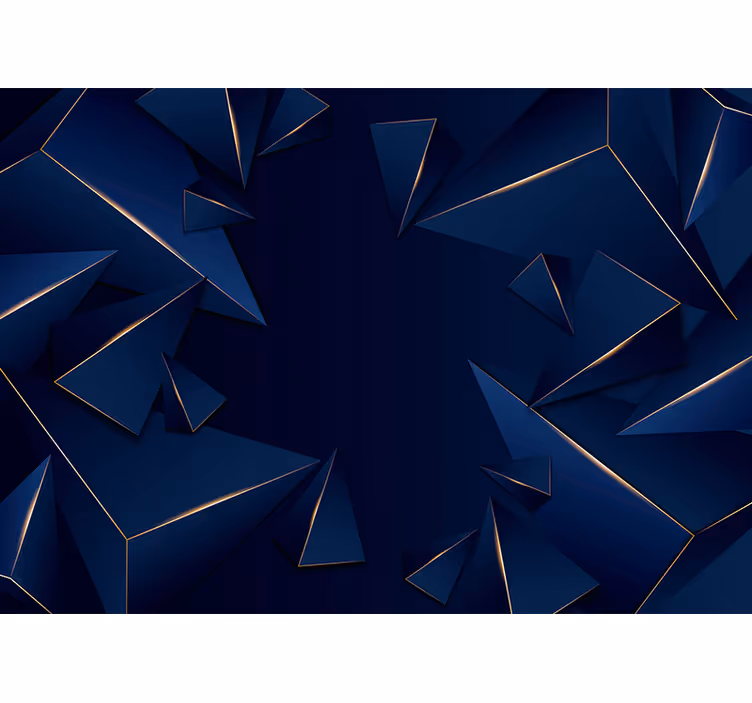 Black roller blind with blue and gold geometric design - TenStickers