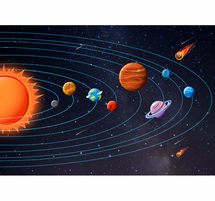 Black roller blind space-themed for kids - TenStickers
