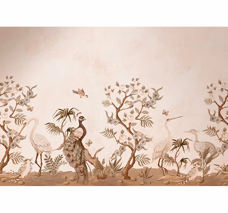 Beige roller blind with vintage animal print - TenStickers