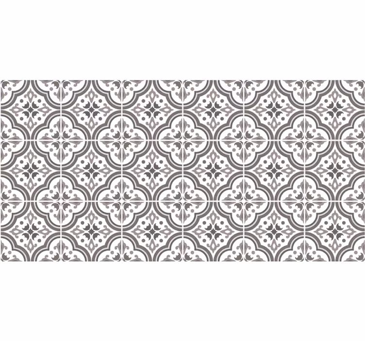 Grey roller blind with classic grey floral design - TenStickers