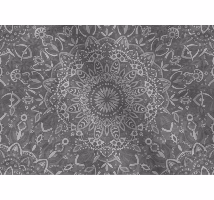 Grey roller blind with intricate mandala design - TenStickers