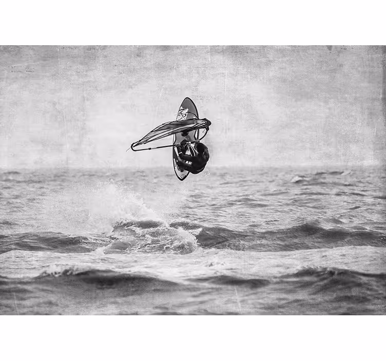 Grey roller blind black and white windsurf - TenStickers