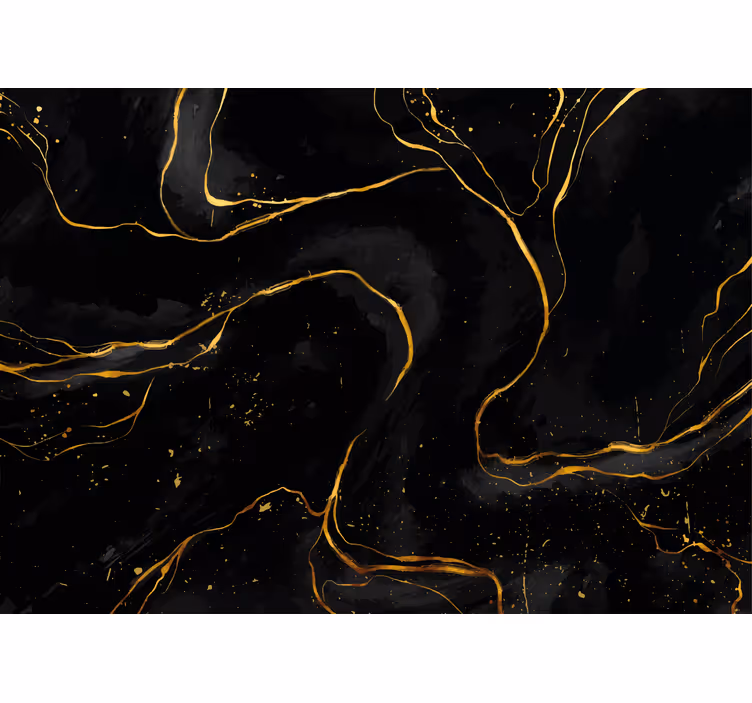 Living room roller blind black and gold marble - TenStickers