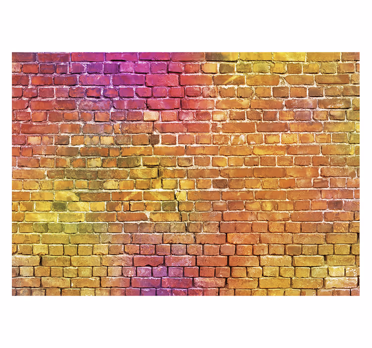 Living room roller blind painted brick art - TenStickers