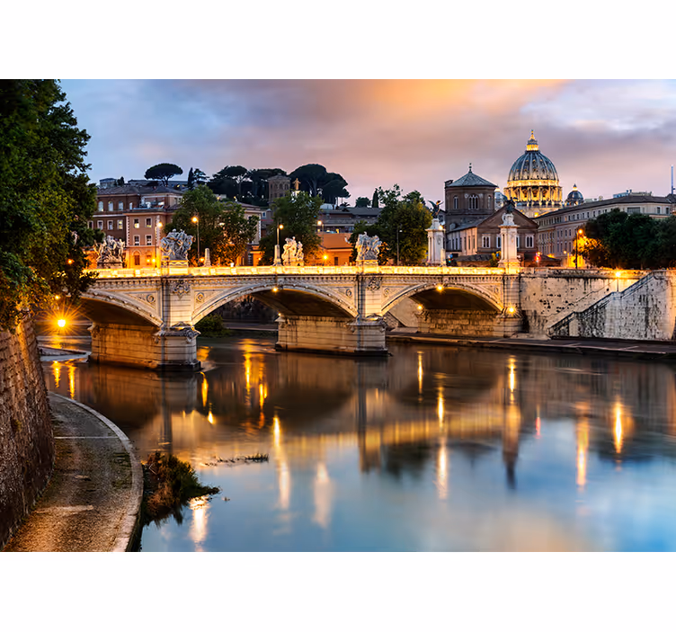 Living room roller blind view of rome from the tiber - TenStickers