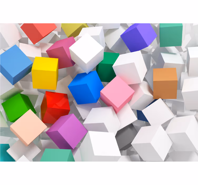 Living room roller blind 3d colorful cube design - TenStickers