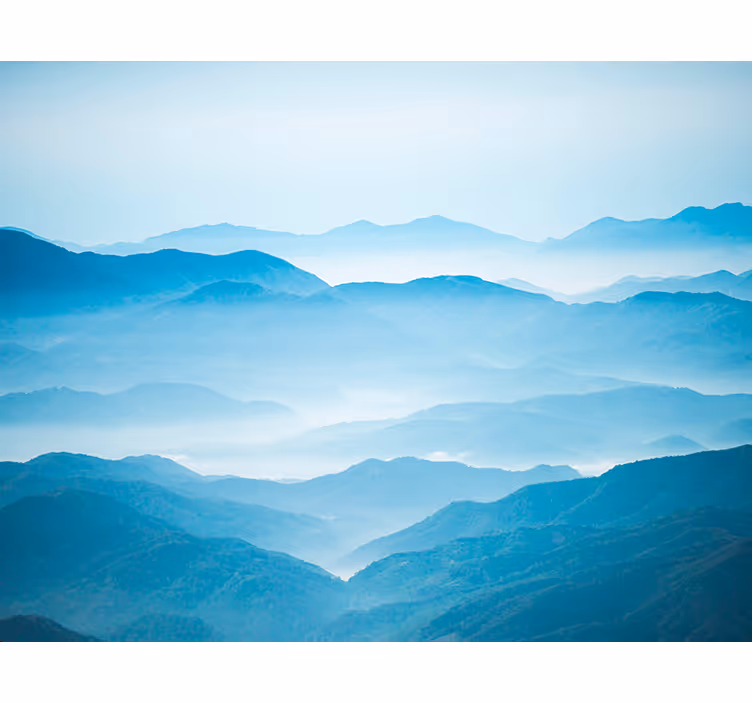 Living room roller blind misty mountain mural - TenStickers