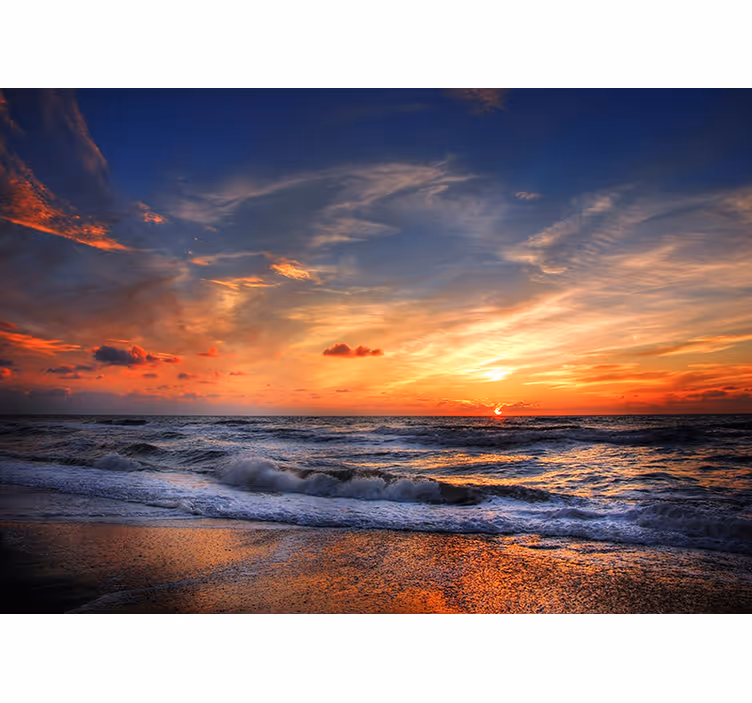 Living room roller blind sunset seascape - TenStickers