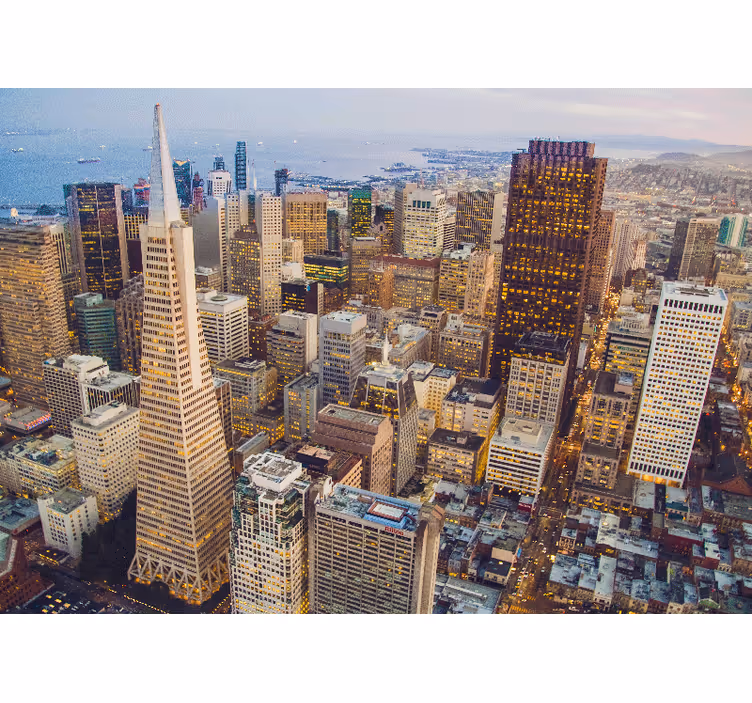 Living room roller blind san francisco's skyscrapers - TenStickers