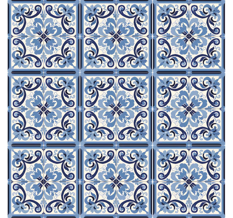 Blue roller blind with blue and white floral design - TenStickers