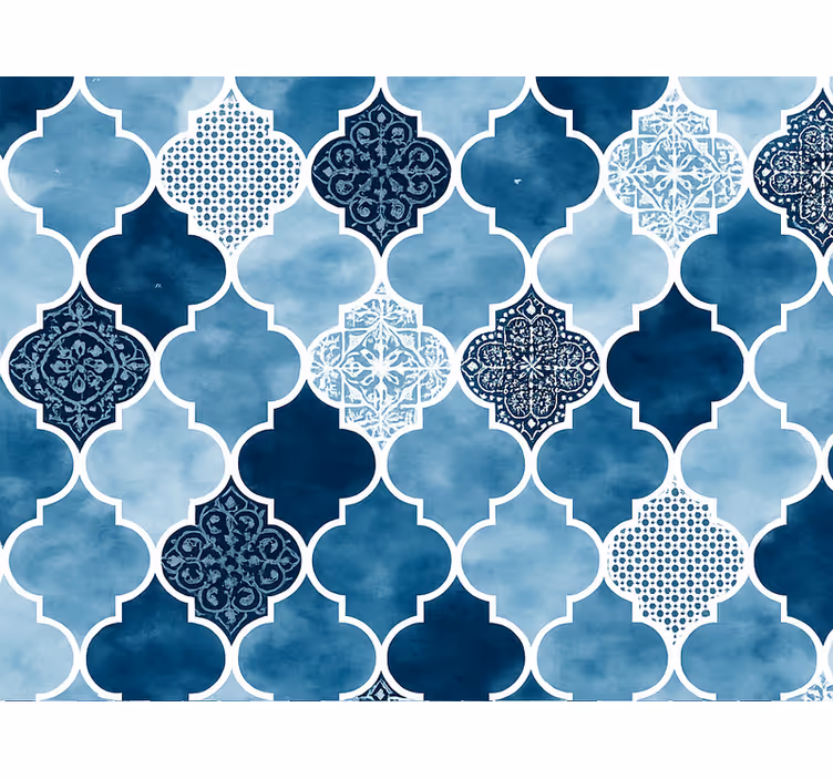 Blue roller blind blue watercolor moroccan - TenStickers