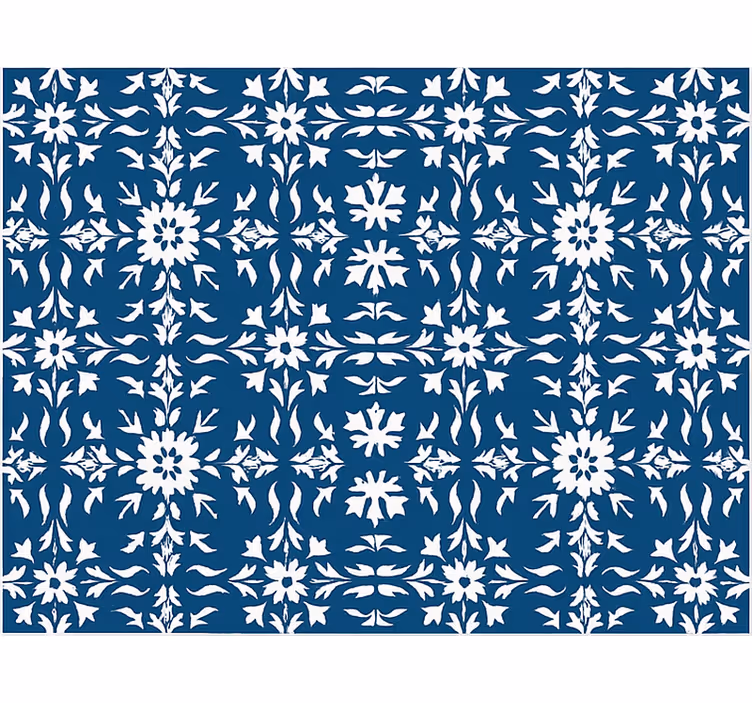 Blue roller blind with white tile design - TenStickers