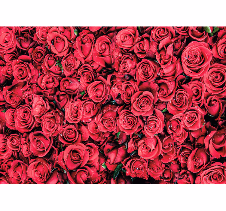 Living room roller blind red flowers on texture - TenStickers