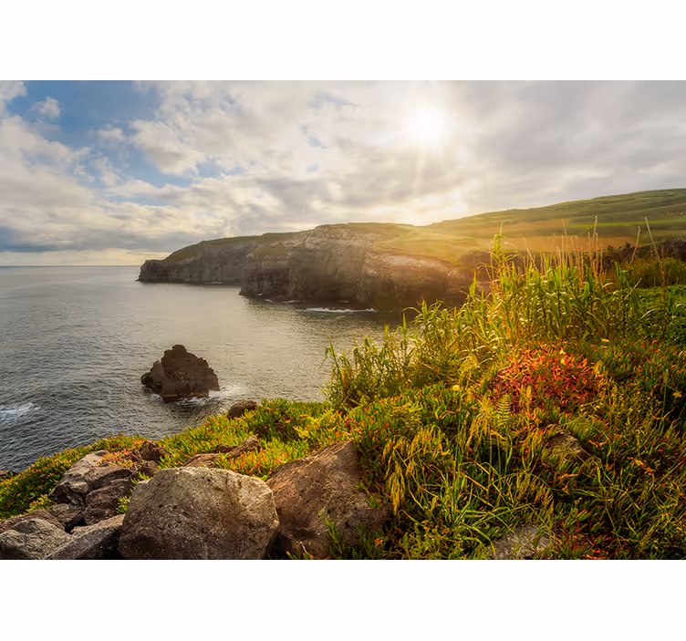 Living room roller blind azores at dawn - TenStickers