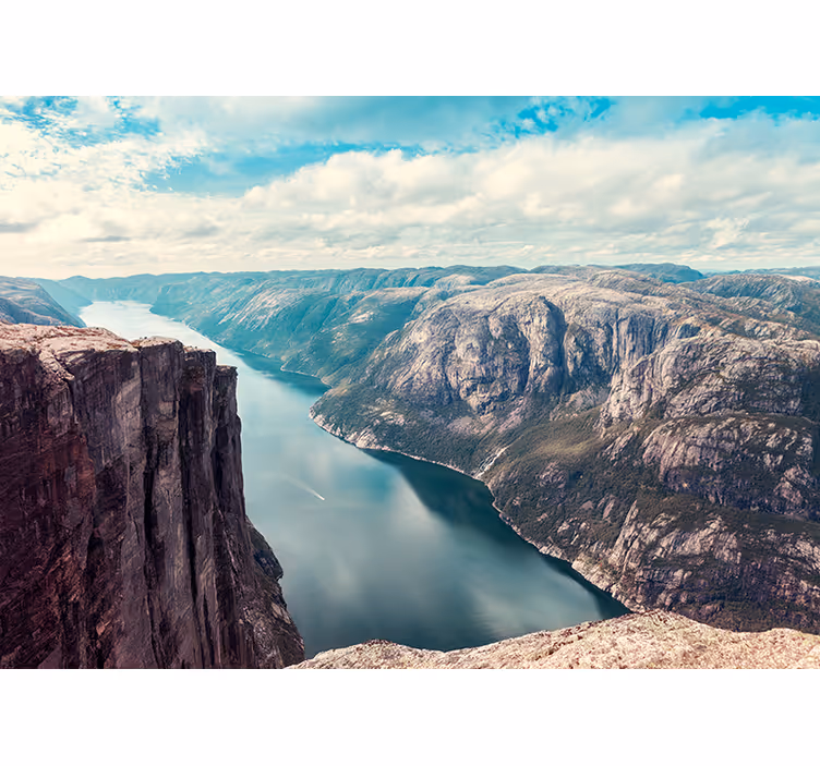 Living room roller blind norwegian fjords design - TenStickers