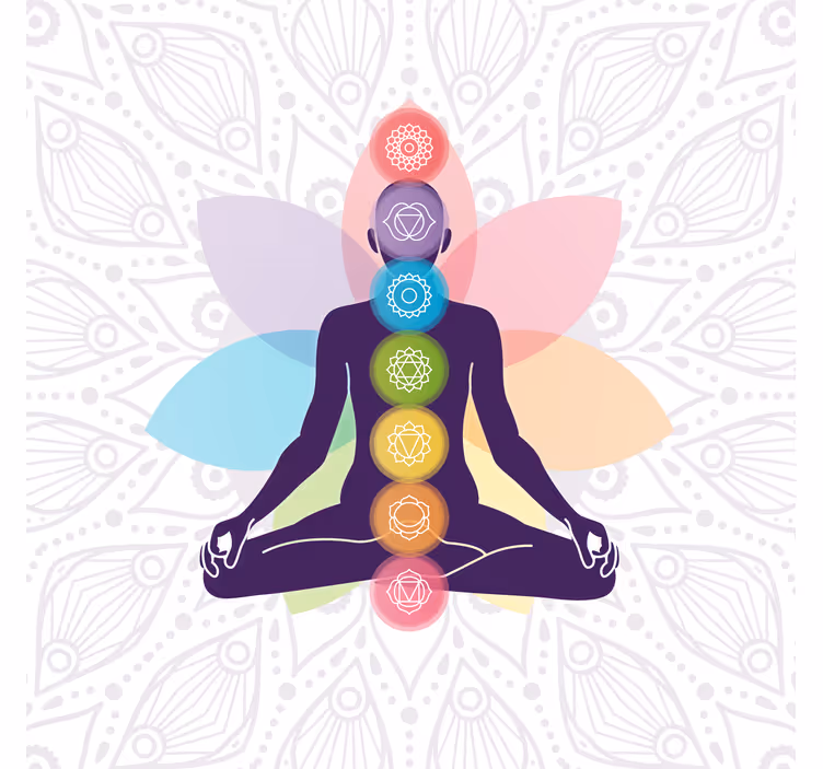 Living room roller blind seven chakra symbols - TenStickers