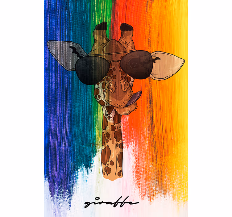 Living room roller blind rainbow giraffe - TenStickers