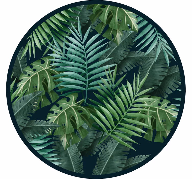 Green roller blind with circular exotic green leaves - TenStickers
