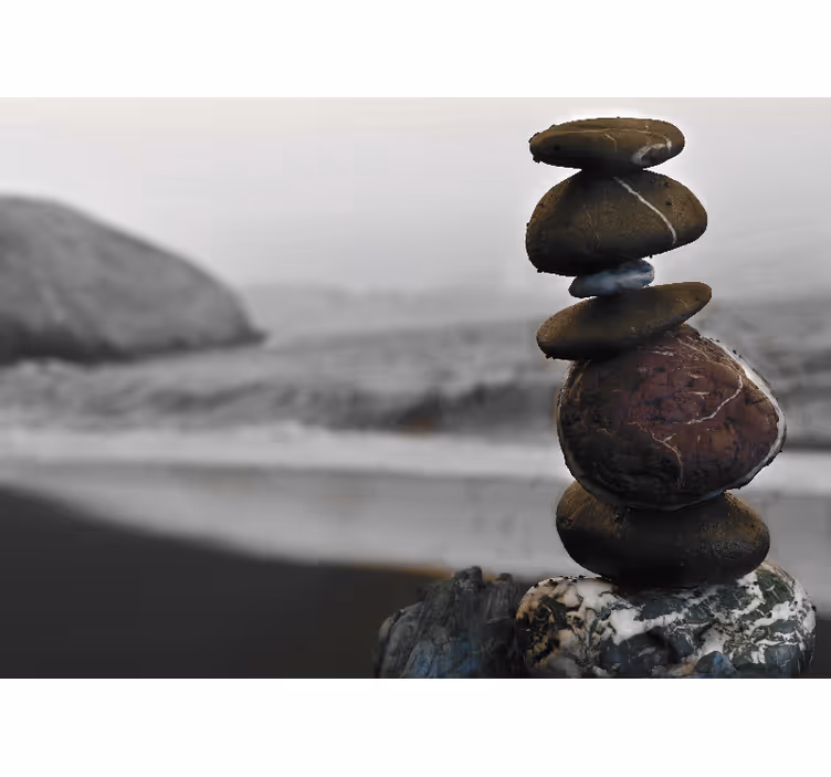 Living room roller blind zen tower stones - TenStickers