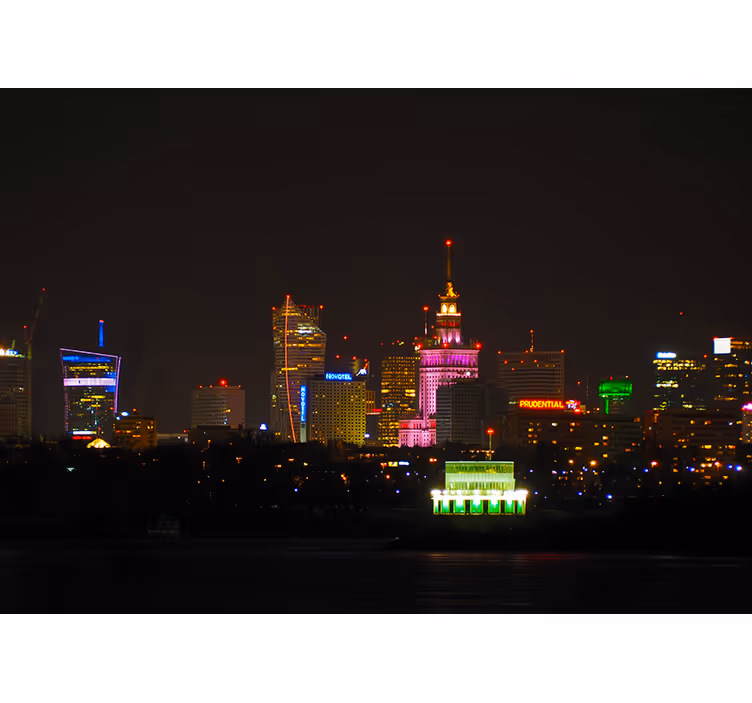 Living room roller blind warsaw at night - TenStickers