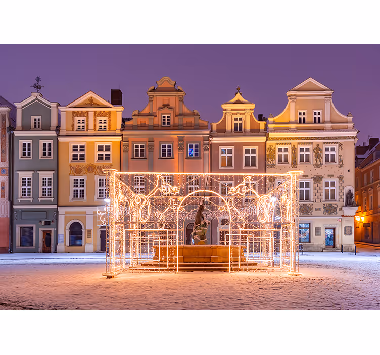 Living room roller blind the old town square - TenStickers