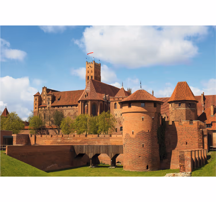 Living room roller blind malbork castle design - TenStickers