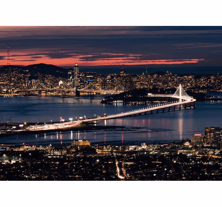 Living room roller blind san francisco at dusk - TenStickers