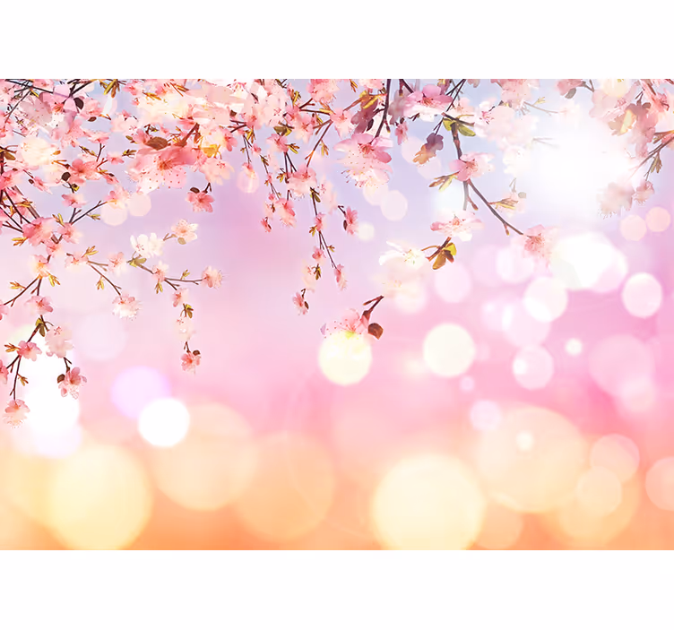 Living room roller blind cherry blossom 3d - TenStickers