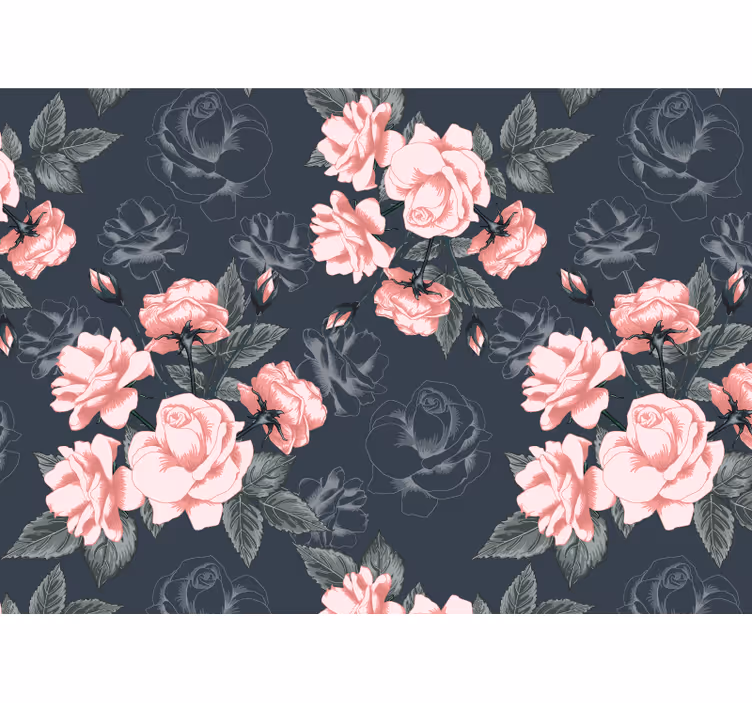 Vintage white and pink roses living room roller blind - TenStickers