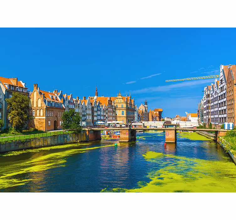 Living room roller blind with a view of gdańsk - TenStickers
