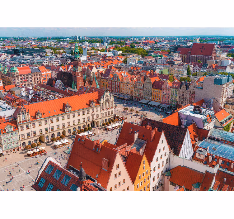 Living room roller blind wrocław skyline - TenStickers