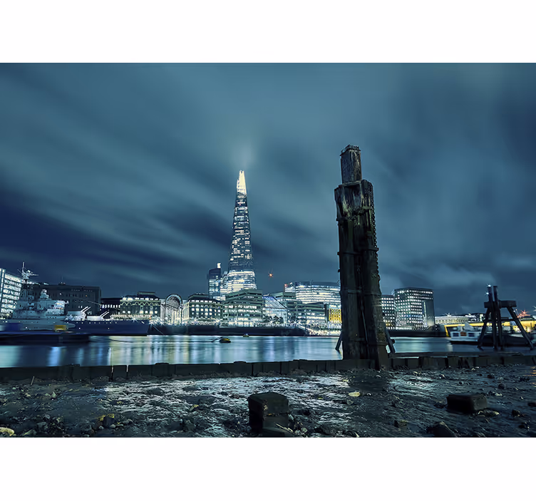 Living room roller blind light east river at night - TenStickers