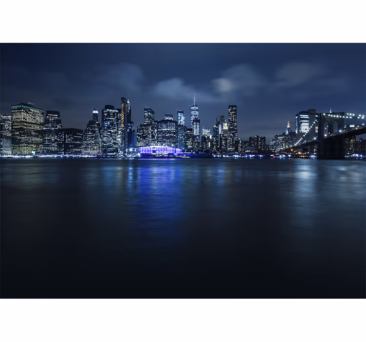 Living room roller blind blue manhattan night - TenStickers