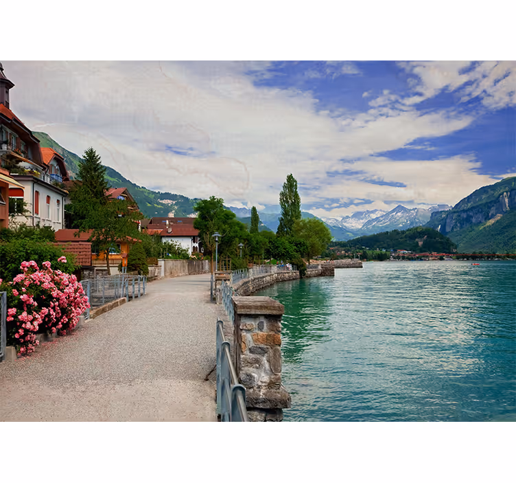 Living room roller blind serene lakeview in bern - TenStickers