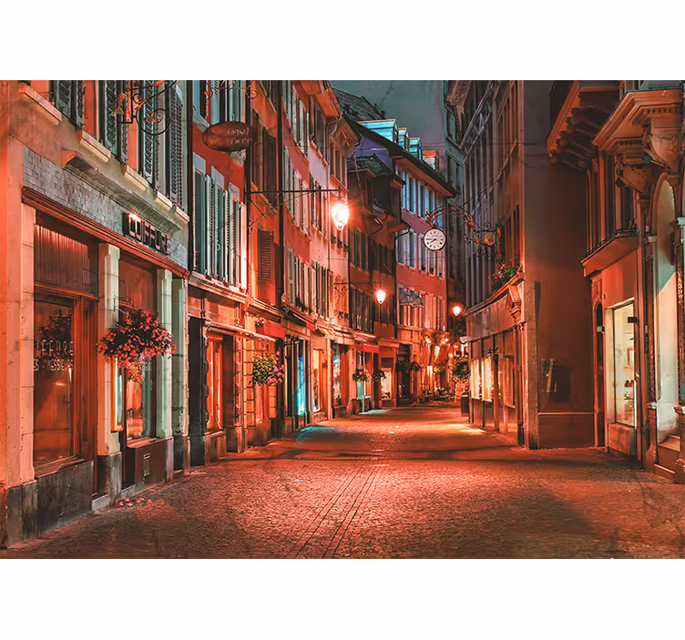 Living room roller blind switzerland's night cityscape - TenStickers
