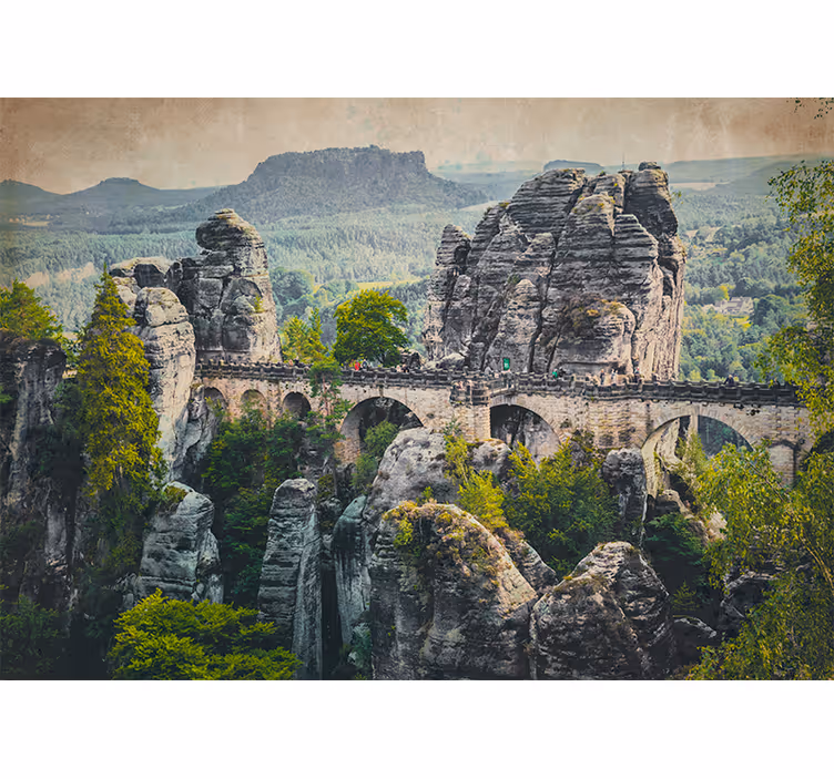 Living room roller blind beautiful stone bridge - TenStickers