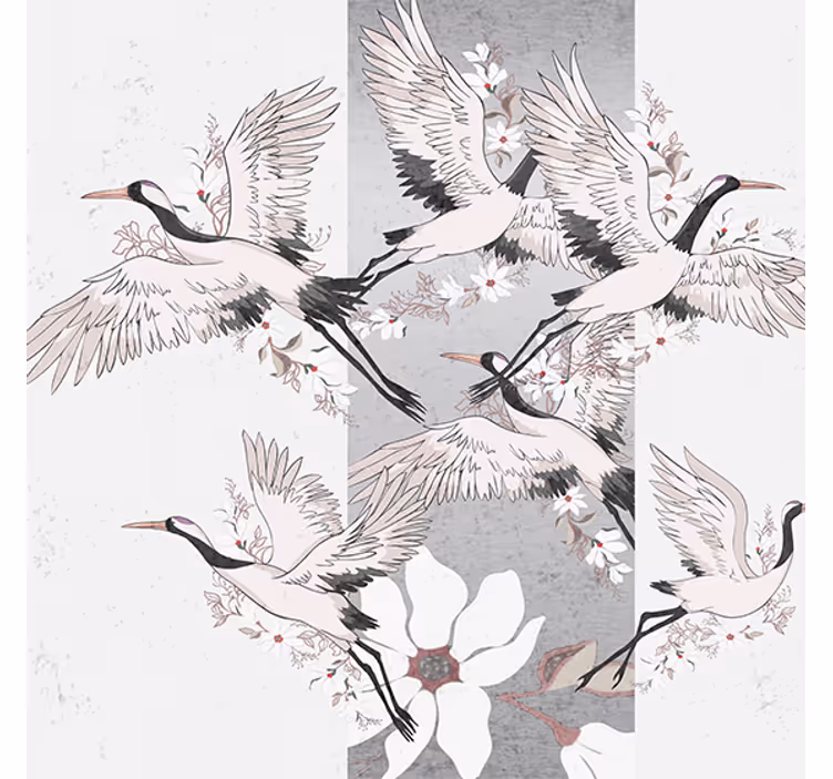 Living room roller blind with artistic bird stripes - TenStickers