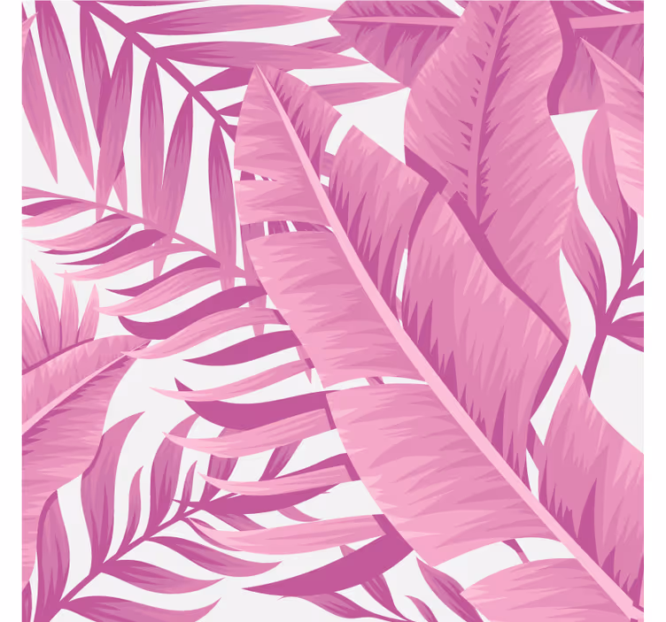 Living room roller blind tropical pink palm leaves - TenStickers