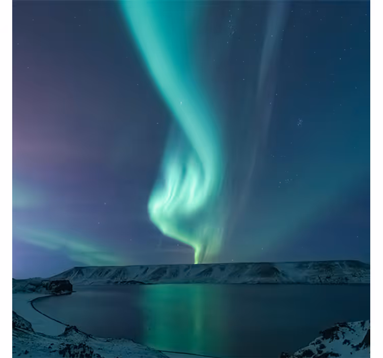 Living room roller blind amazing northern light island - TenStickers