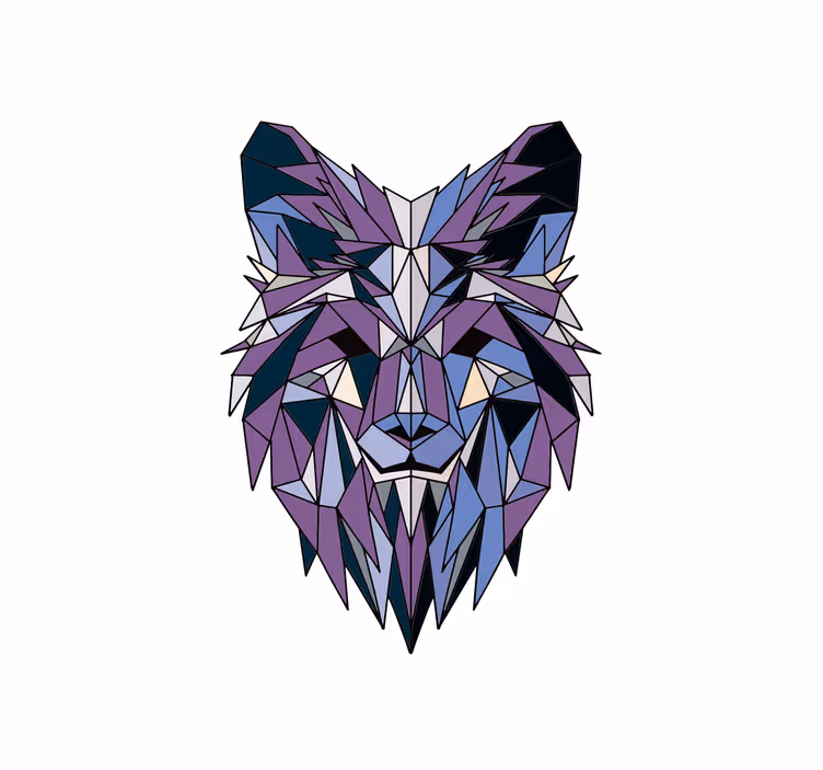 Living room roller blind geometric wolf design - TenStickers