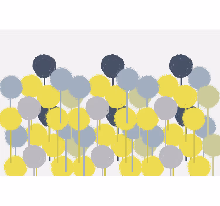 Living room roller blind in minimalistic yellow gray circles - TenStickers
