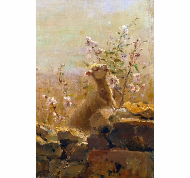 Living room roller blind funny sheep painting - TenStickers