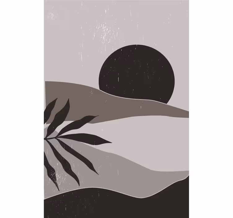 Living room roller blind black and white desert sunset - TenStickers