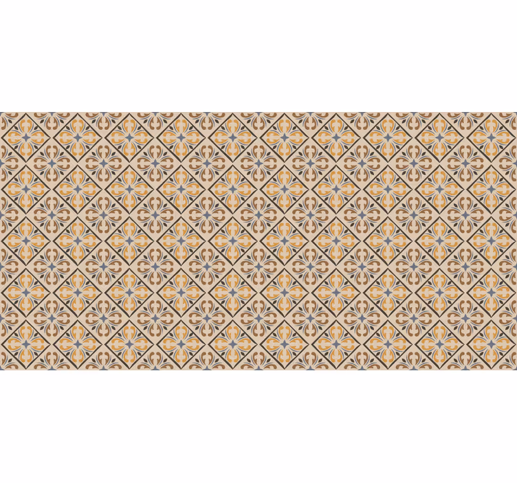 Beige roller blind with gold and blue baroque pattern - TenStickers