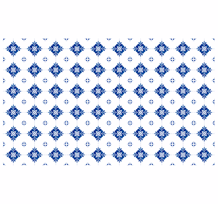 Bedroom roller blind in vintage blue tile - TenStickers